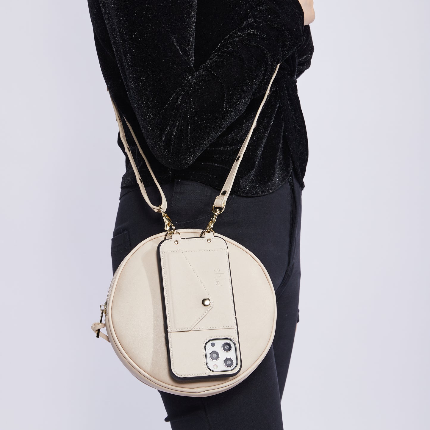 The Capri Pouch and Sara Strap in Taupe